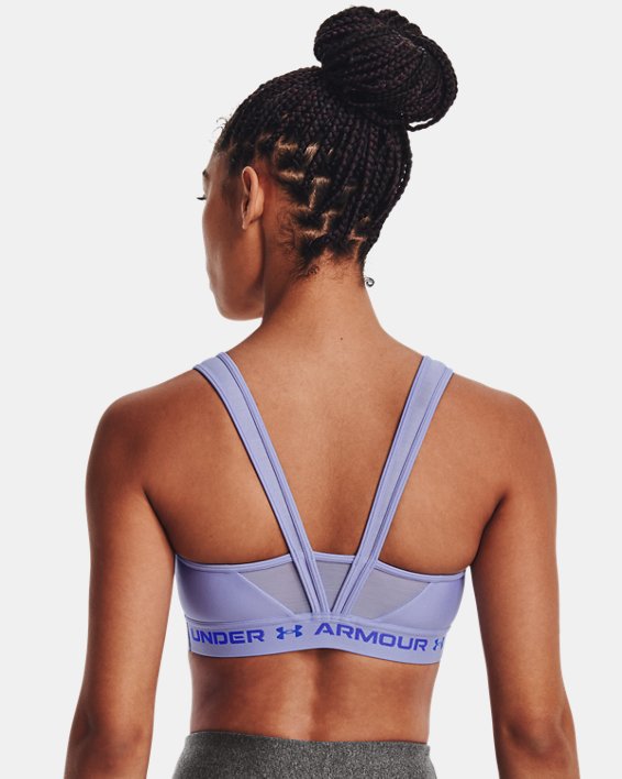 Women's Armour® Mid Crossback MF Sports Bra, Purple, pdpMainDesktop image number 1